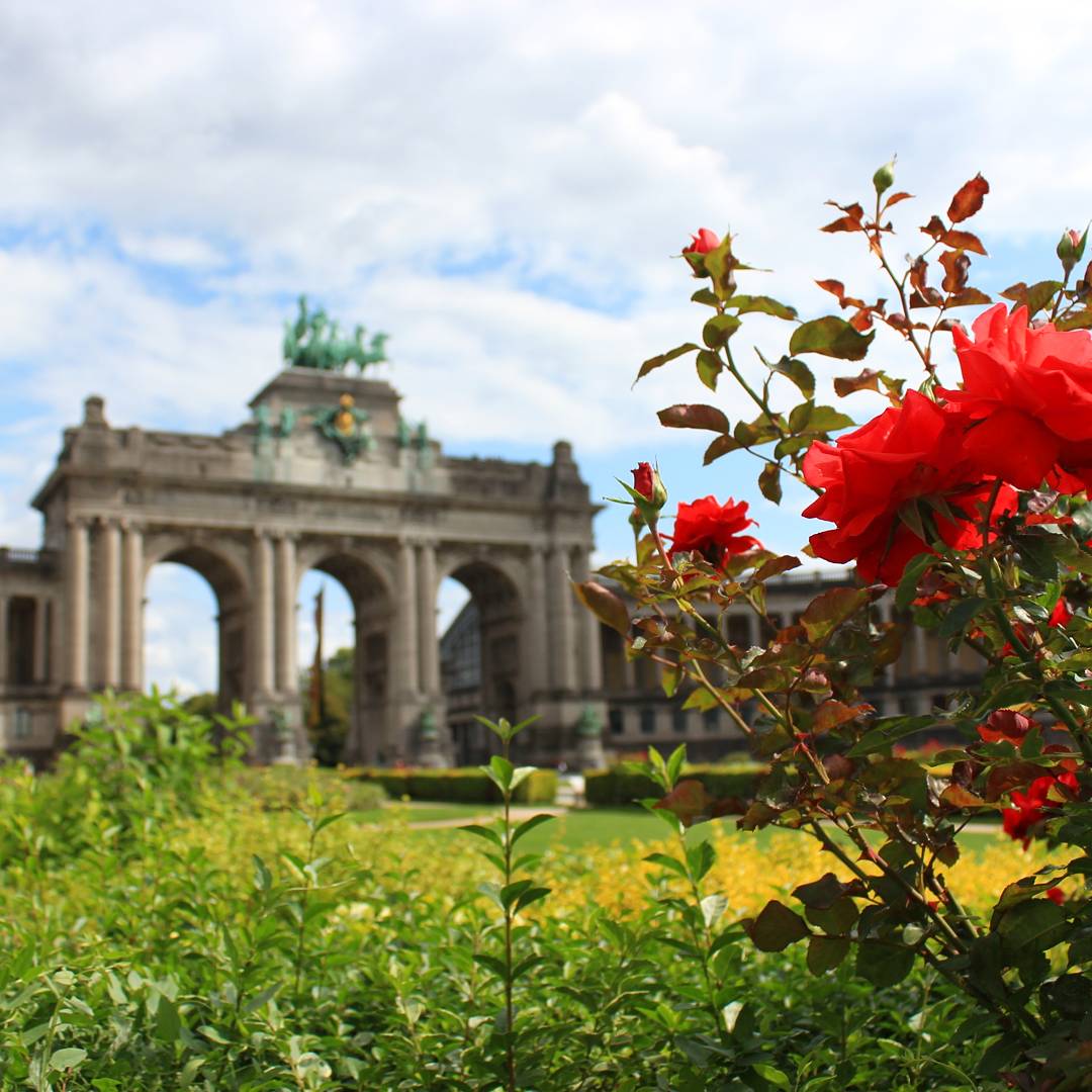 Brussel landmark met bloementuin